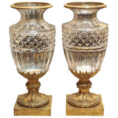 Pair of Baccarat Vases with Gilt Bronze Mounts