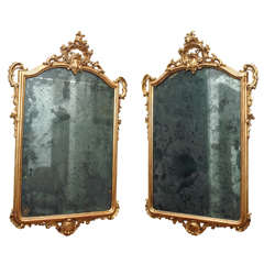 Pair of Period Louis XV Gilt Wood Mirrors