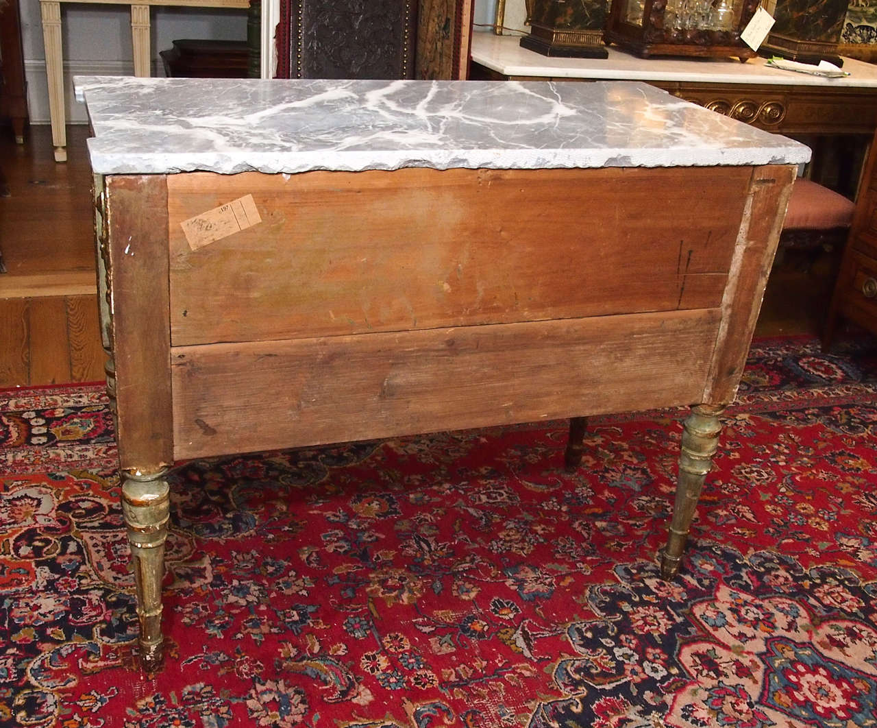 18th c. Lombardy Italian Painted and Parcel Gilt Louis XVI Commode For Sale 3