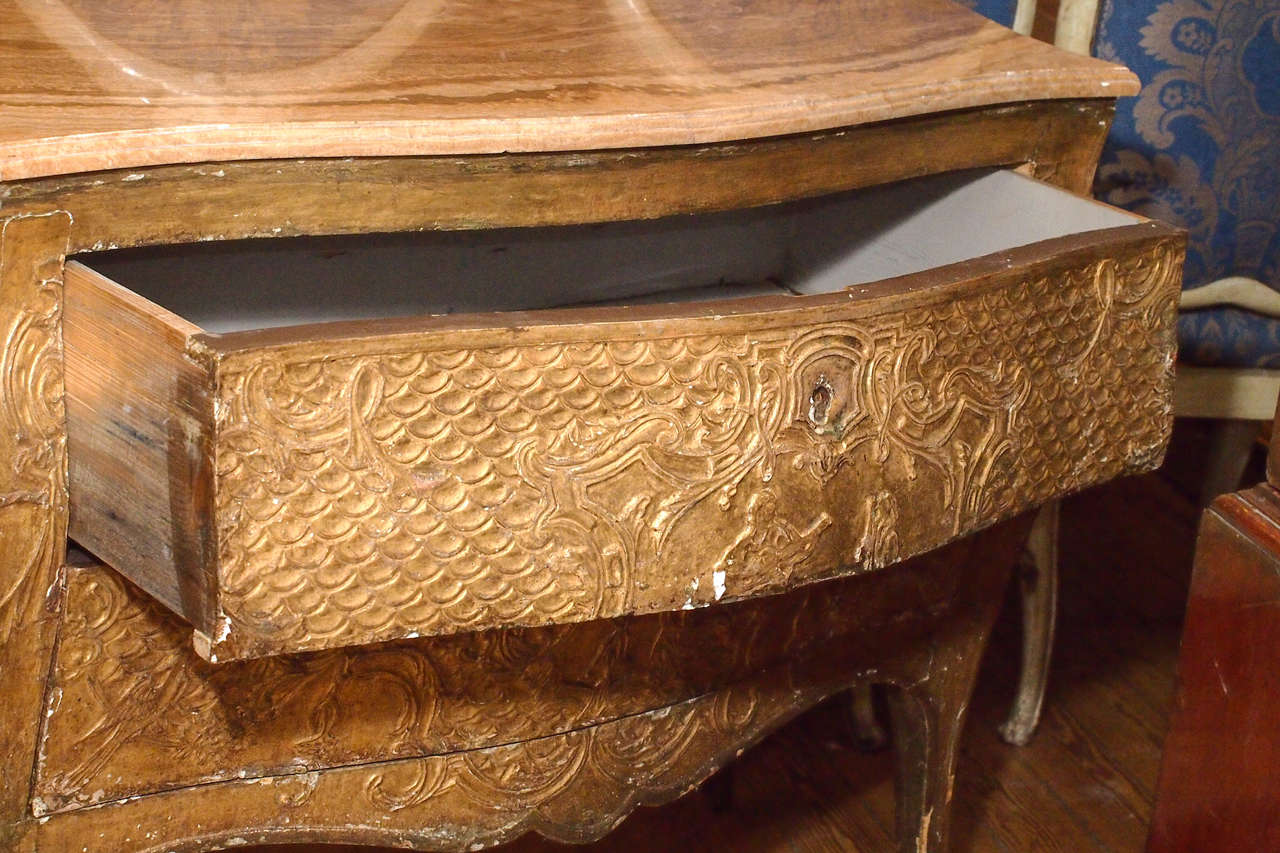 Italian 18th c. Gilt Commode with Onyx Top For Sale 1