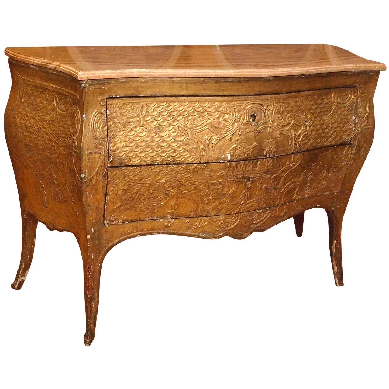 Italian 18th c. Gilt Commode with Onyx Top For Sale