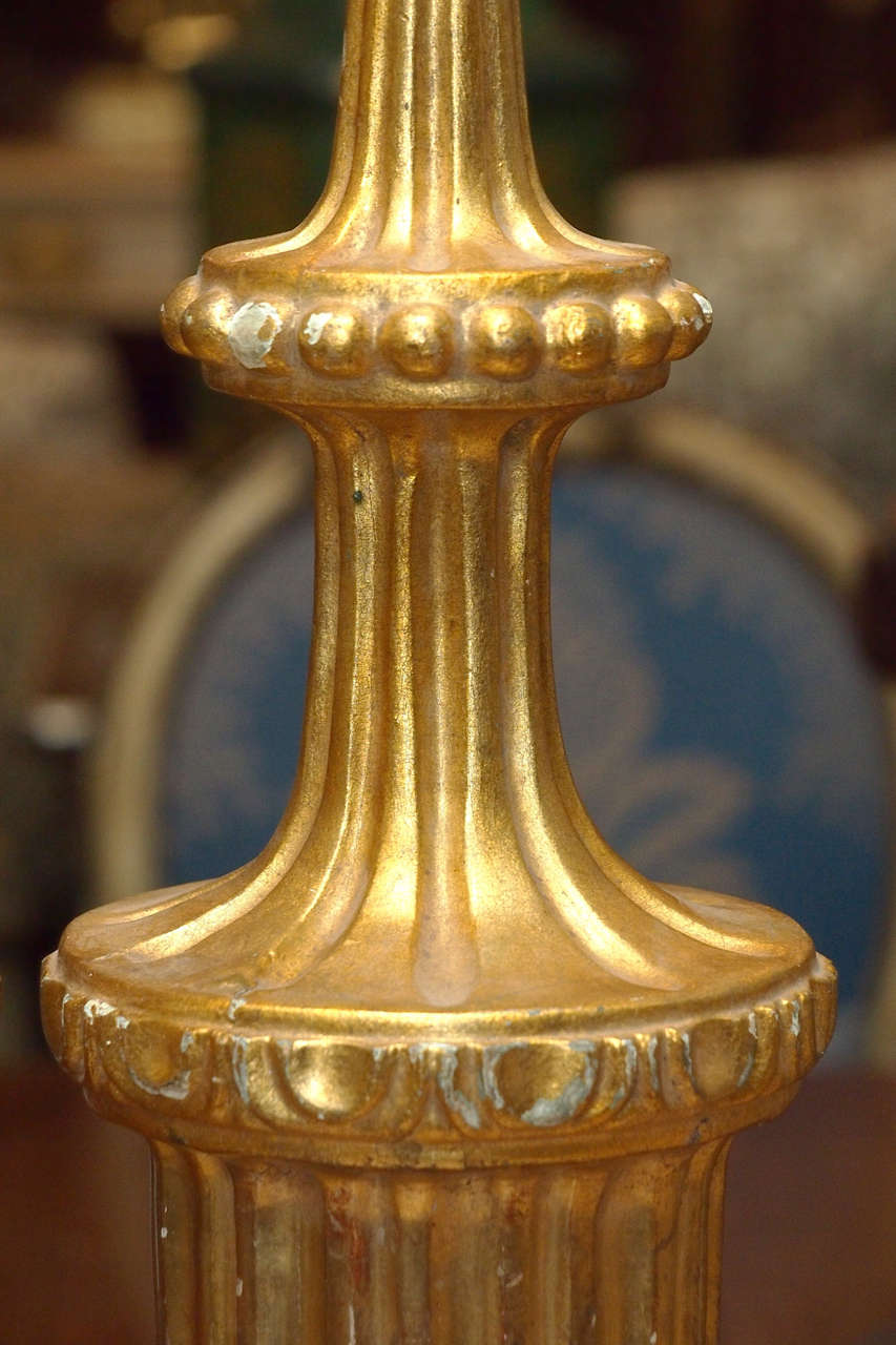 Italian Pair Of 19th C. Gilt Wood Finials For Sale