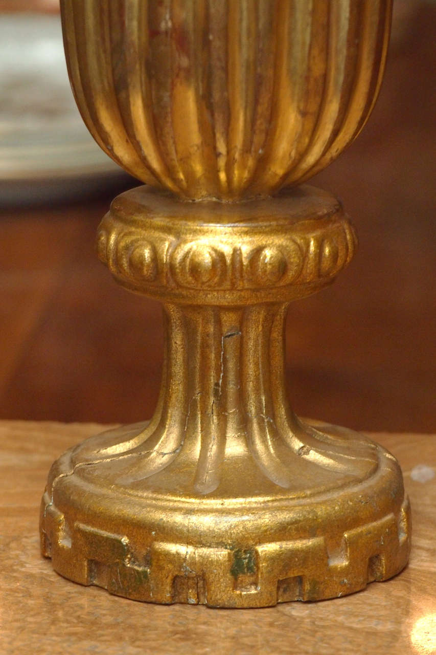 19th Century Pair Of 19th C. Gilt Wood Finials For Sale
