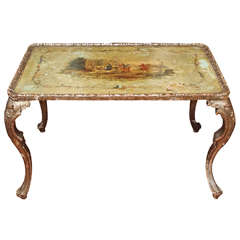 Italian Painted And Silver Gilt Tea Table 19th C.