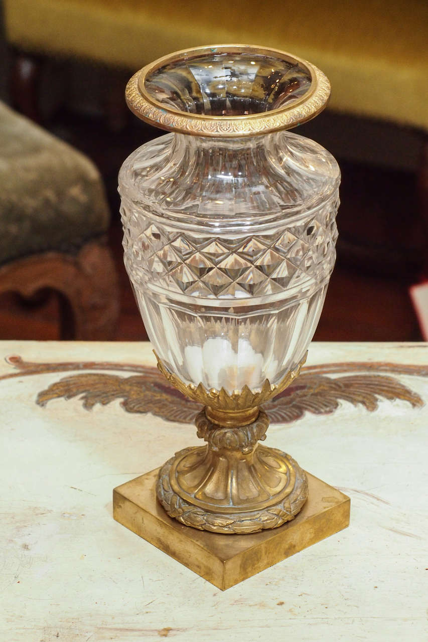 Pair of Baccarat Vases with Gilt Bronze Mounts at 1stDibs