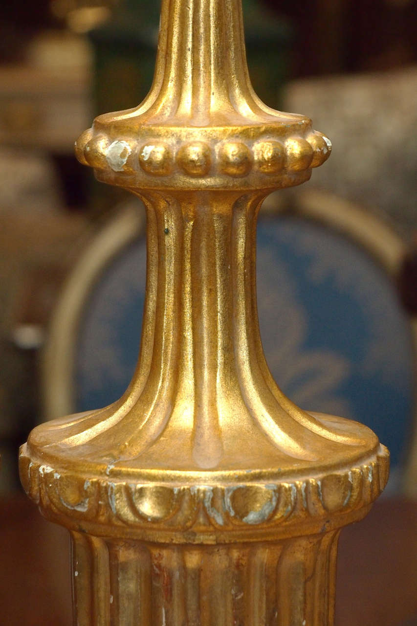 Pair Of 19th C. Gilt Wood Finials For Sale at 1stDibs