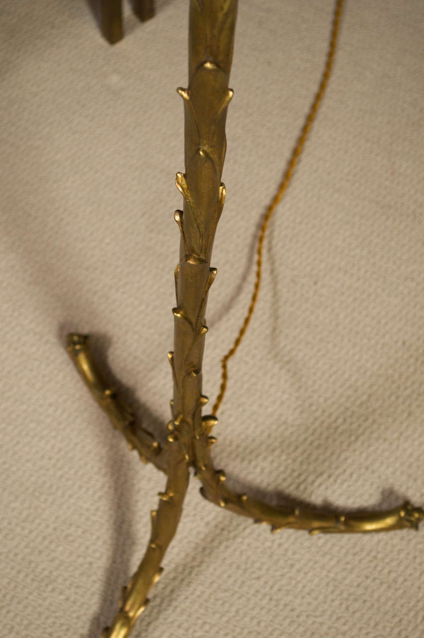 Mid-20th Century Maison BAGUES -   Bronze Palm-leaf Floorlamp