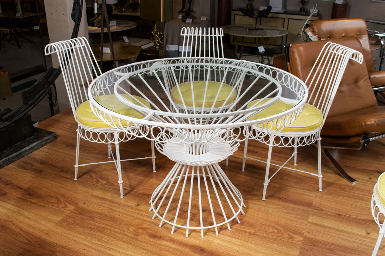 Table and Chair Set by Mathieu Mategot In Excellent Condition For Sale In San Francisco, CA