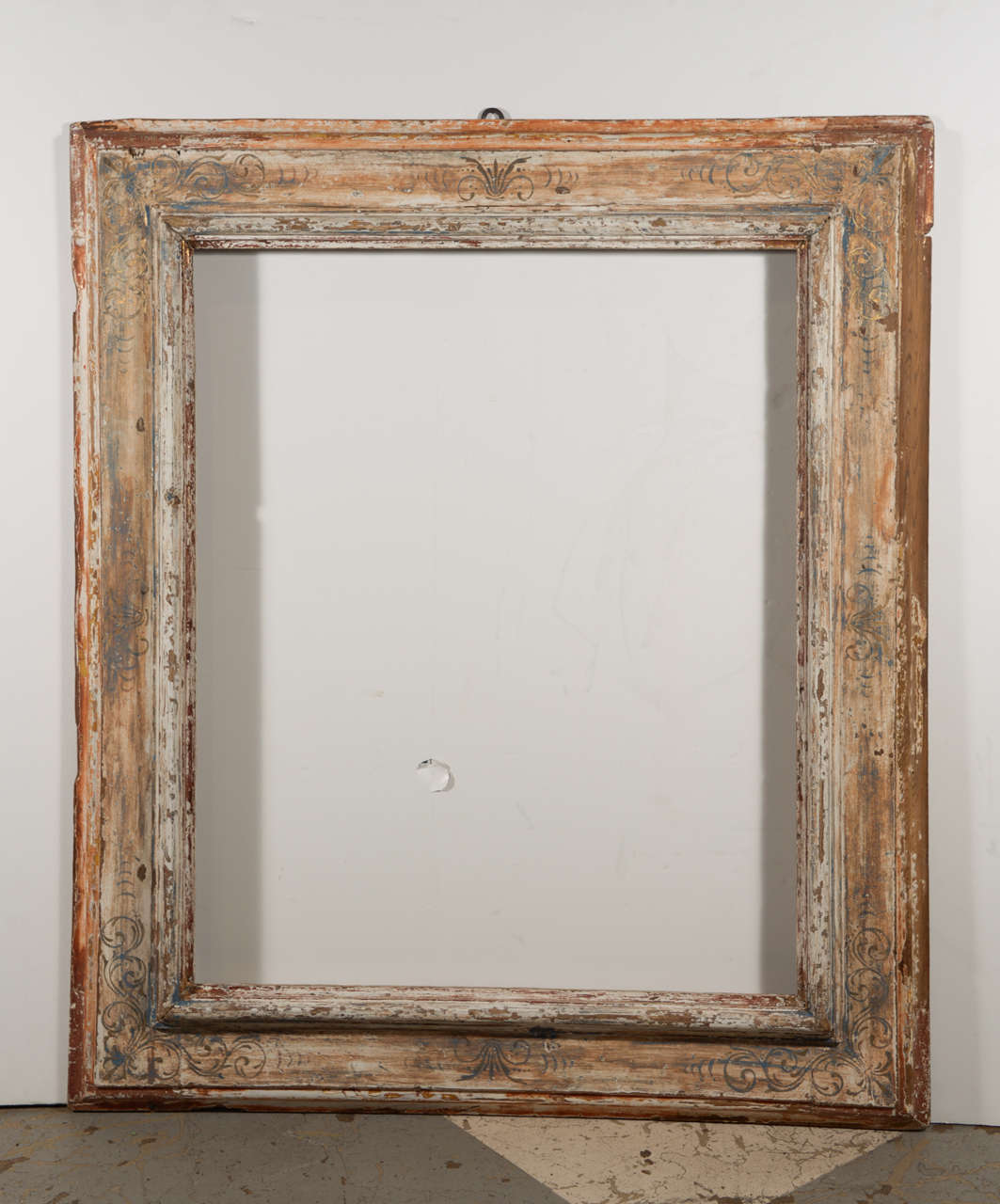 Beautiful 19th c Italian painted frame, traces of old original paint and small amounts of gilding.