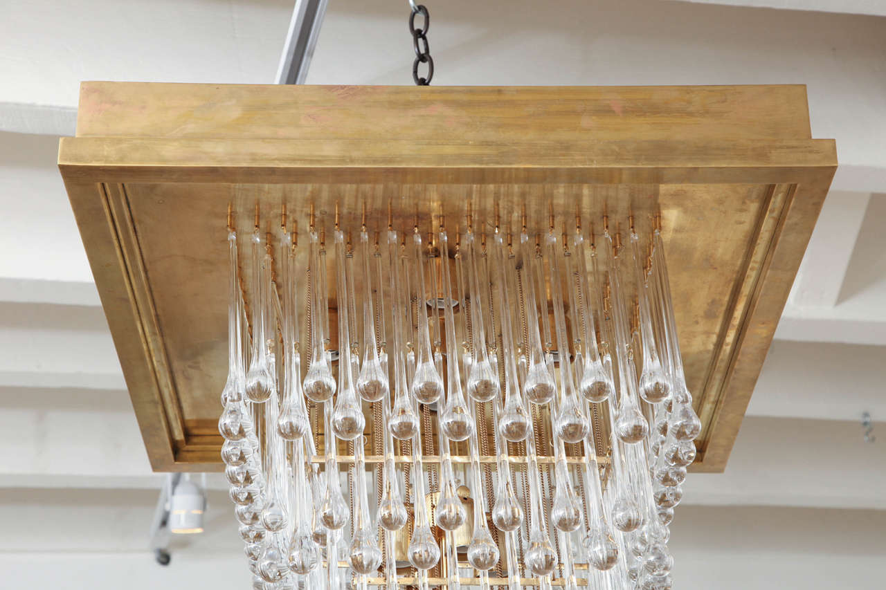 Late 20th Century Spectacular Tiered Tear-Drop Crystal Chandelier with Brass Mount, circa 1970