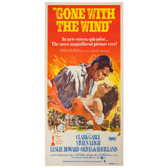 Vintage 1939 Film Poster "Gone with the Wind, " Clarke Gable Australian Market