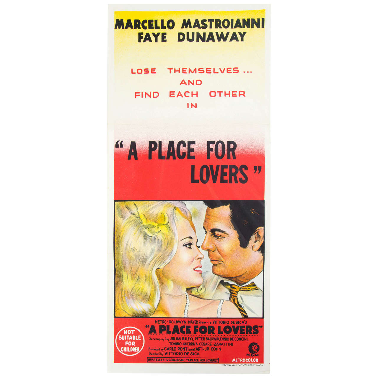1968 Film Poster "A Place for Lovers" Faye Dunaway Australian Market