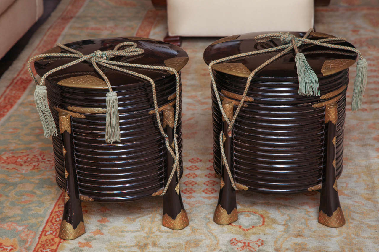Pair of Japanese Lacquer Rice Containers