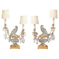 Pair of Maison Bagues Parrot Two-Light Lamps