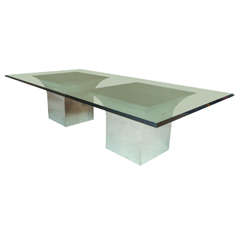 J. Robert Scott Glass and Polished Steel "Sculpture" Dining Table