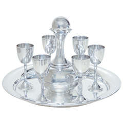 Modernist Sterling Silver Cordial Set by Juvento Lopez Reyes