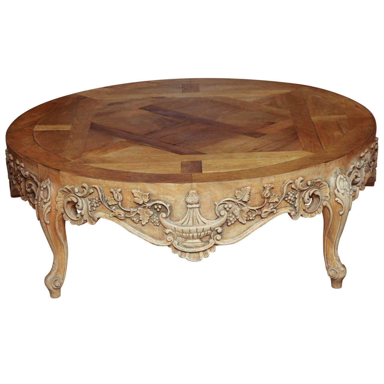 French Provincial Round Oak Cocktail Table at 1stdibs