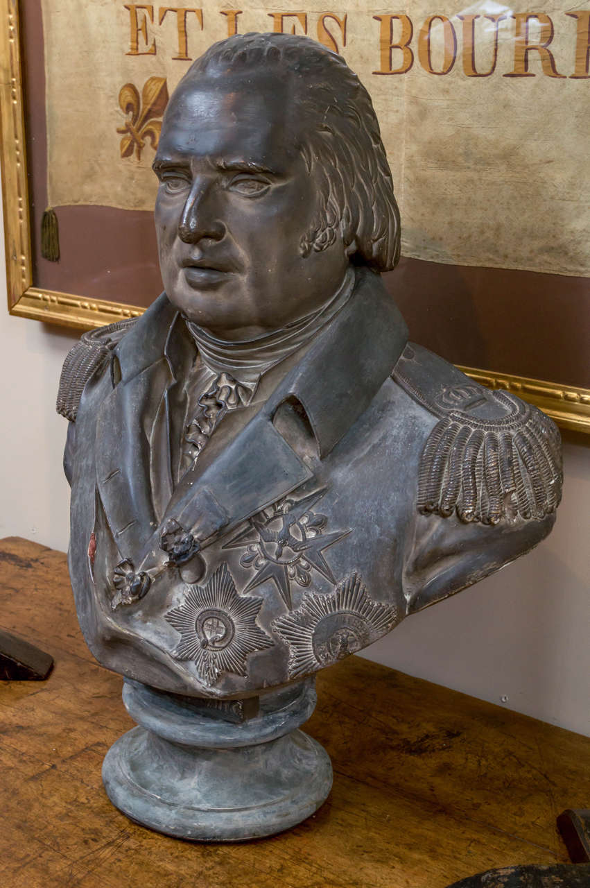 Painted Plaster Bust Depicting Louis XVIII, circa 1820