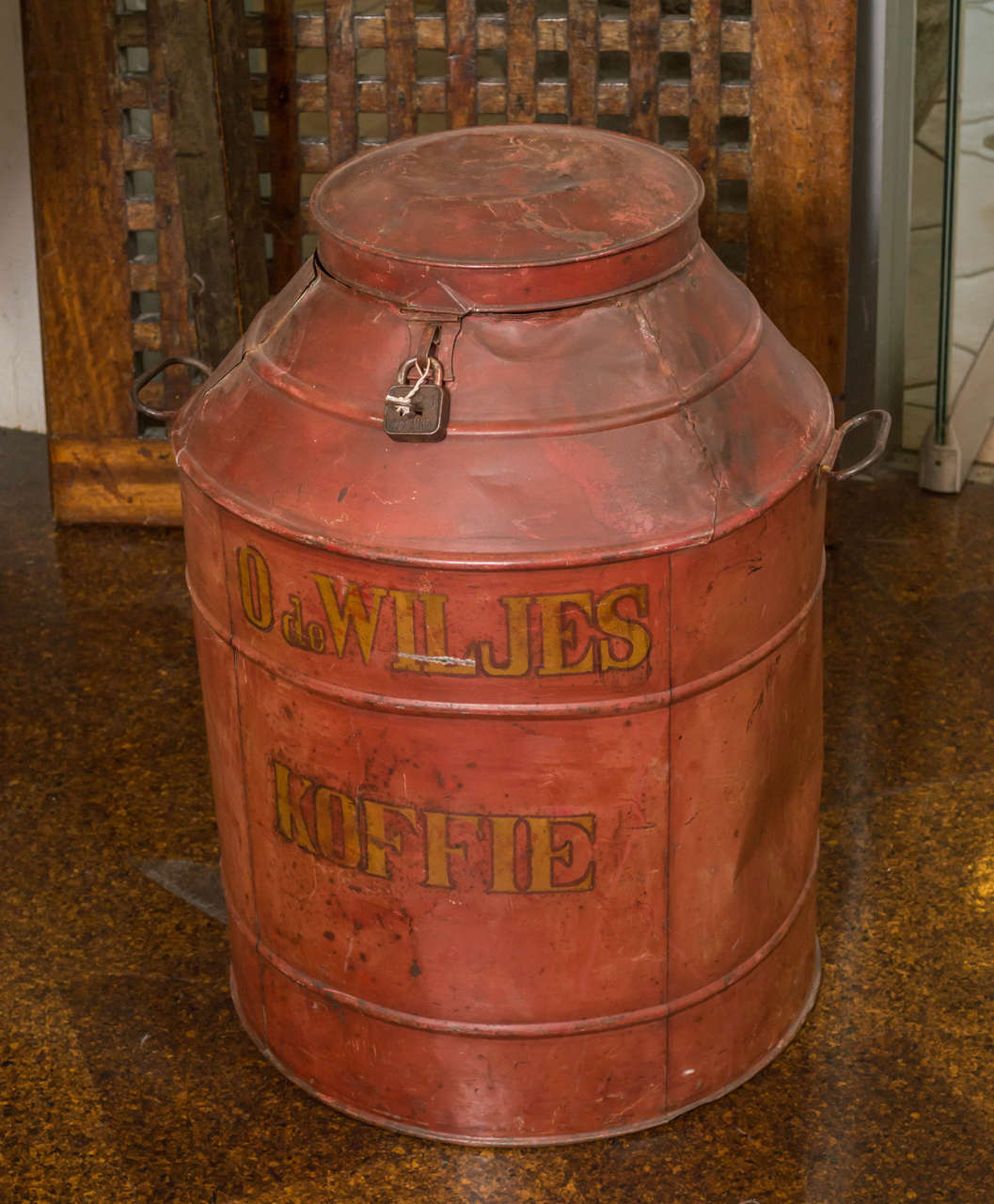 Dutch Red Tole Painted Coffee Tin, Netherlands circa 1850