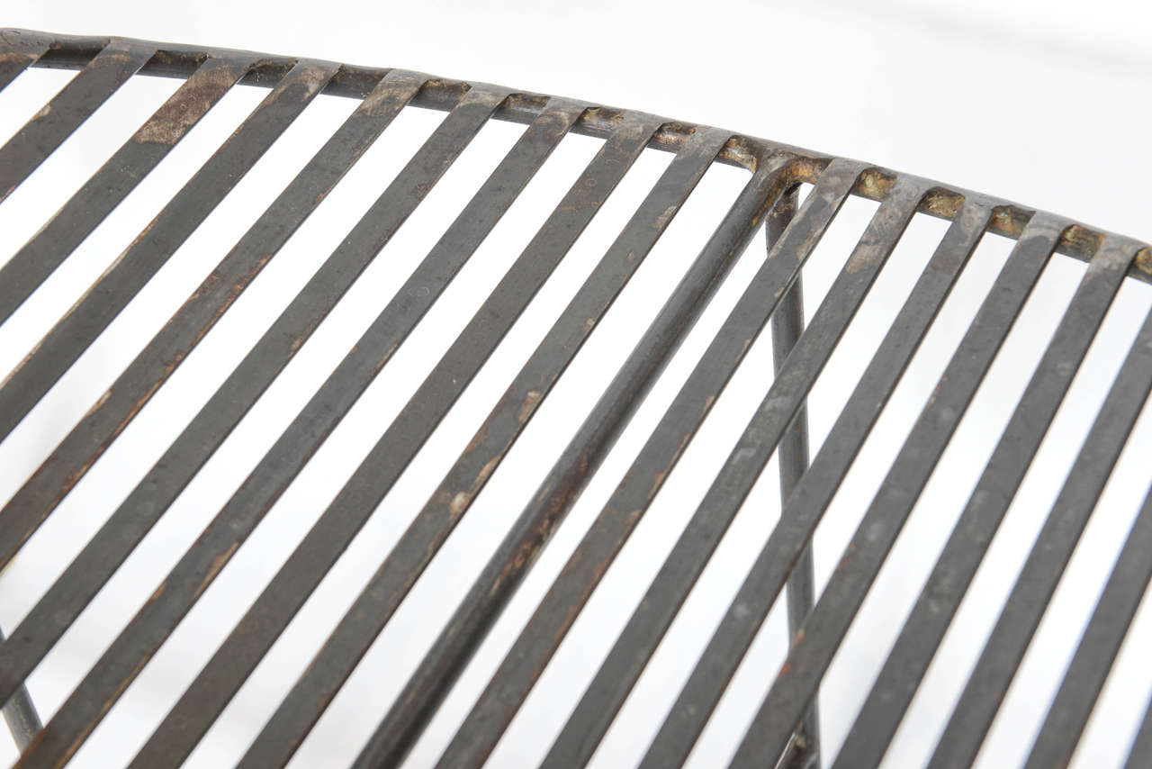 Industrial Iron Four-Seat Slatted Bench