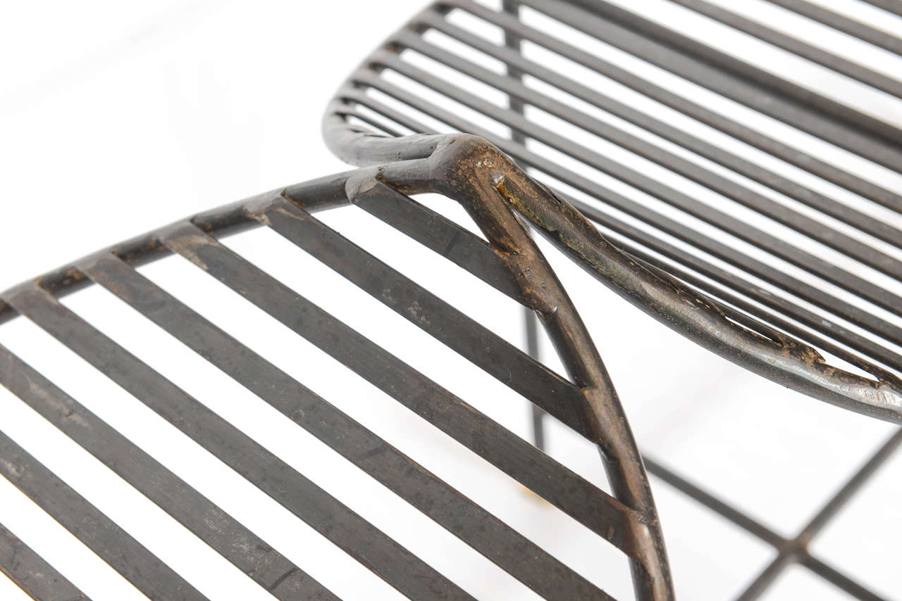 20th Century Iron Four-Seat Slatted Bench