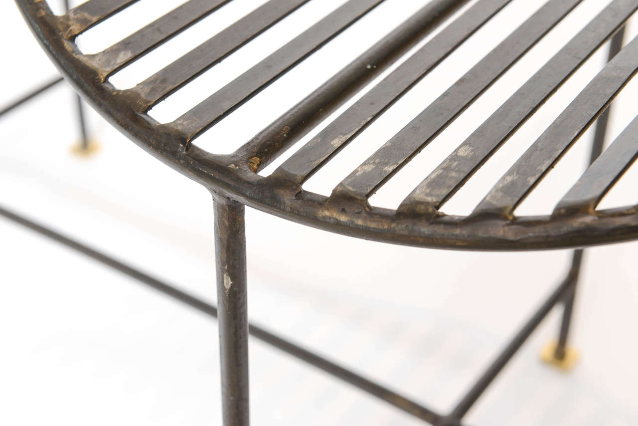 Iron Four-Seat Slatted Bench 3