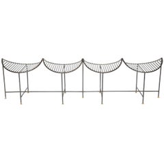 Iron Four-Seat Slatted Bench