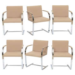 Set of Six Mies Van Der Rohe Flatbar Brno Chairs