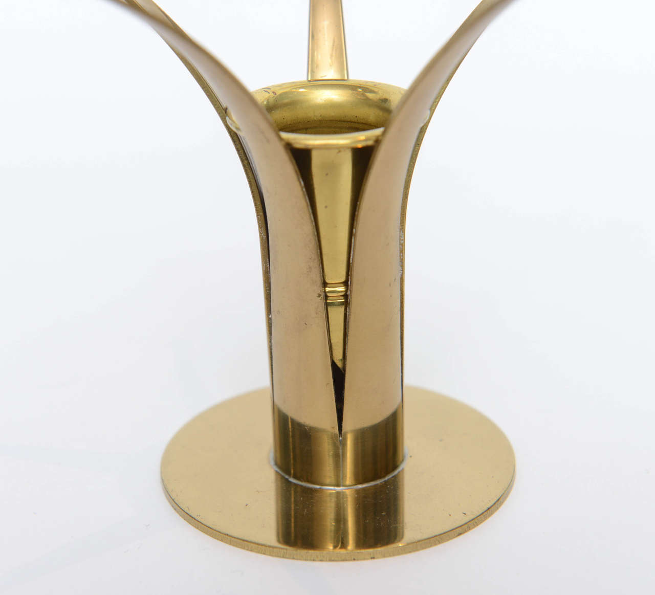 Pair of Swedish Brass Starburst Style Candlesticks For Sale 2