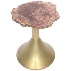 Petrified Wood on Heavy Bronze Base Drinks Table