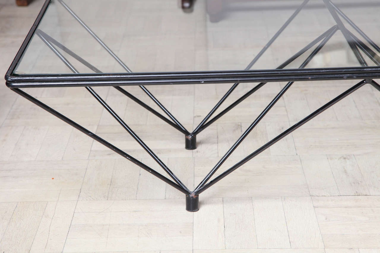 Italian 20th Century Black Steel and Glass Coffee Table For Sale