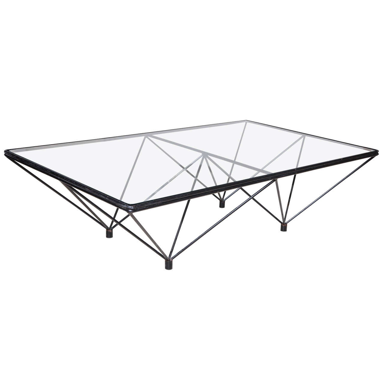 20th Century Black Steel and Glass Coffee Table For Sale