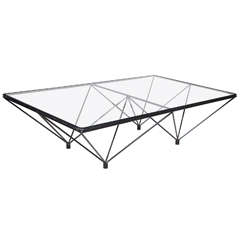 20th Century Black Steel and Glass Coffee Table