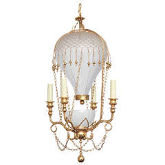19th Century Gilt Bronze and Frosted Glass Balloon Chandelier