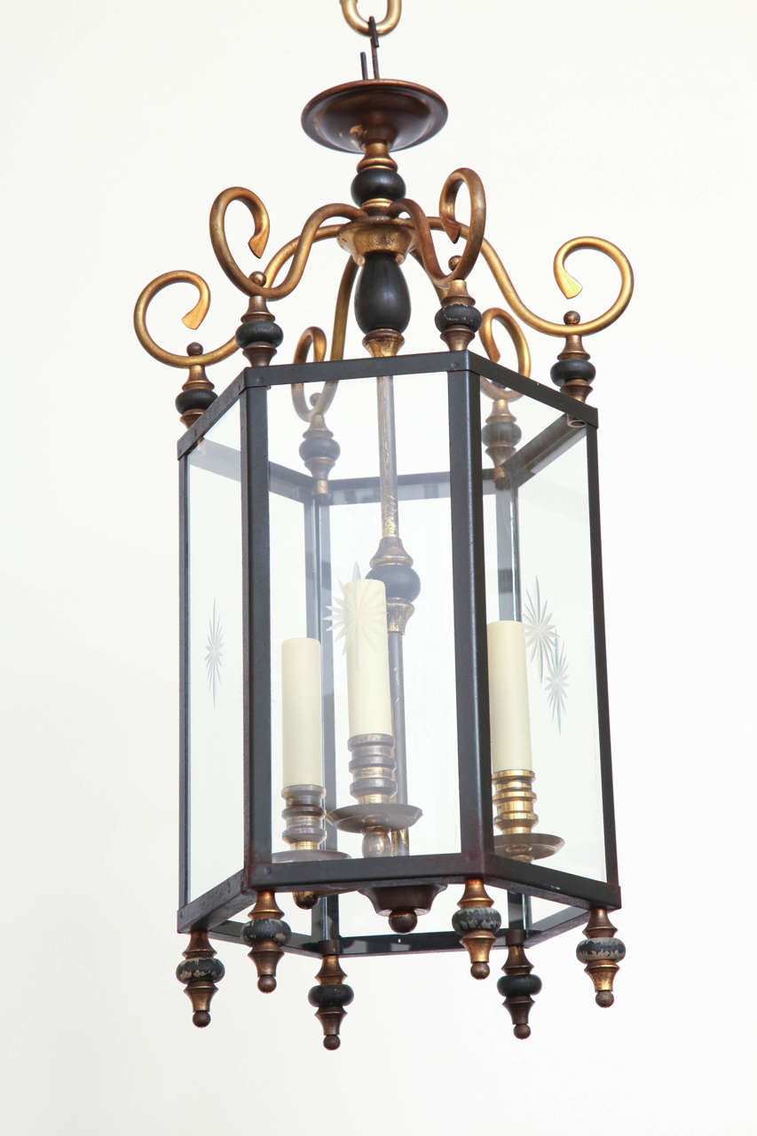 19th Century Hexagonal Brass Lantern