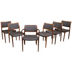 Rare Six Rosewood Niels Moller Dining Chairs, Denmark
