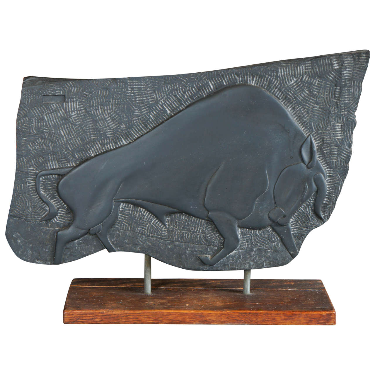 Slate Stone Carved Bull, Williams For Sale