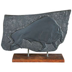 Slate Stone Carved Bull, Williams