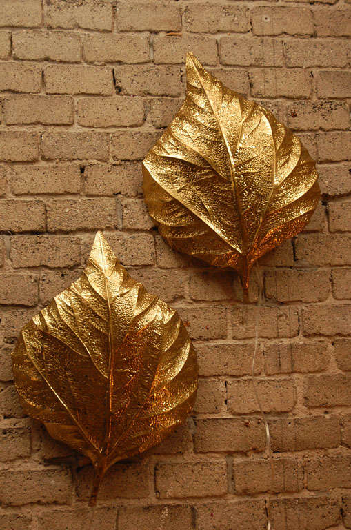 hand hammered brass leaves.