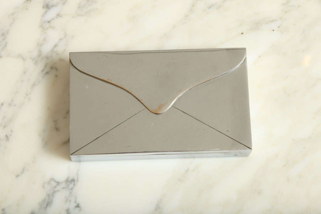 Small box with envelope design by Maria Pergay, see additional images for interior view.