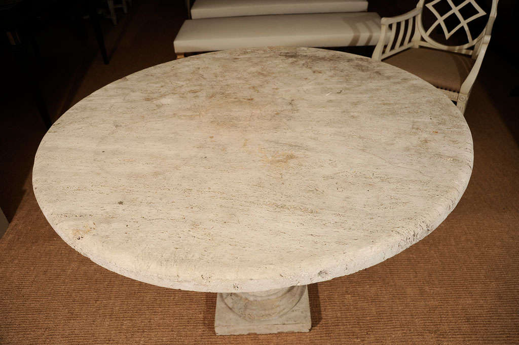 Mid-20th Century Italian Travertine Center Table in the Baroque Style