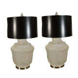 Pair of Large-Scale Glass Urn Form Lamps