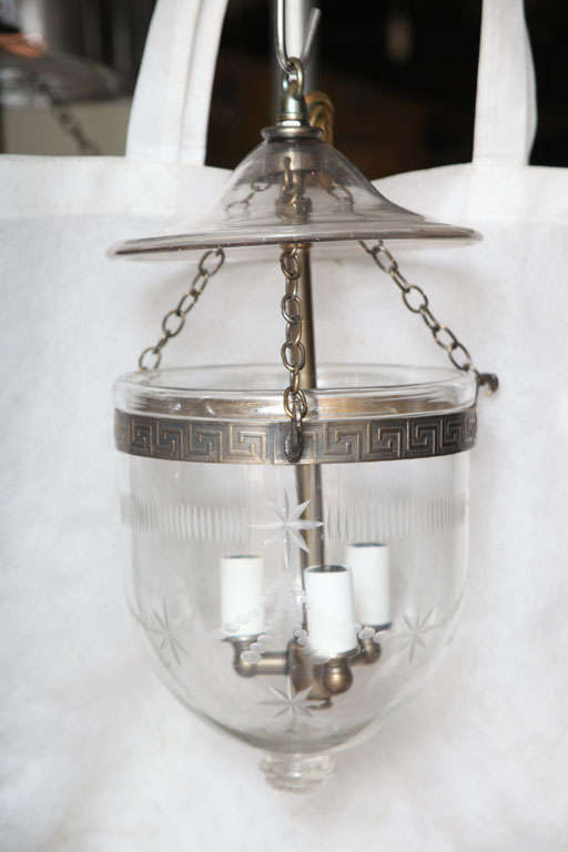 delicate antique belljar with etchings