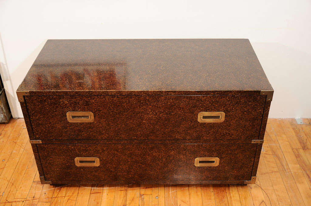 20th Century Pair of Faux Tortoise Finished Henredon Mid-Century Dressers
