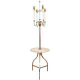 Brass and Marble Floor Lamp Table