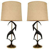 Vintage Pair of Mid Century Leaping Gazelle Table Lamps