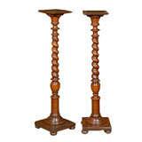 Pair of Italian Walnut Barley Twist Pedestals, ca. 1890