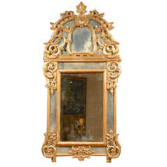 French Regence Style Gilt Wall Mirror with Antiqued Glass