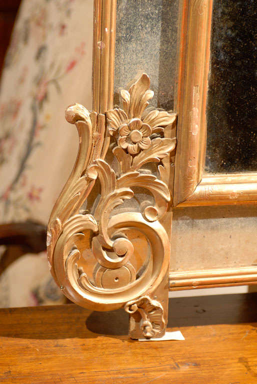 French Regence Style Gilt Wall Mirror with Antiqued Glass 6
