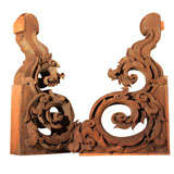Pair of Large Japanese Carved Wood Architectural Brackets